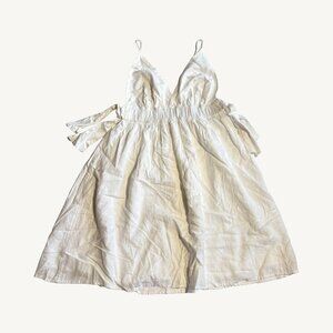 NWT Aerie White Linen & Viscose Mini Dress Side Tie Size Extra Small